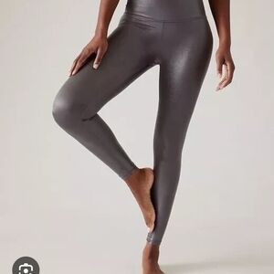 High-Rise Shiny Gray Women's Leggings